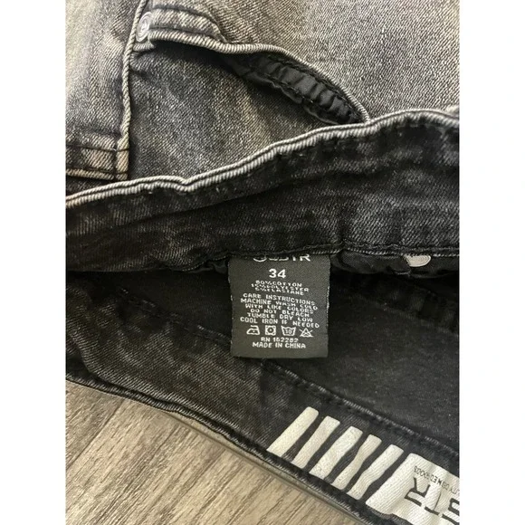 RGSTR Kids Washed Grey Distressed Slim Fit Jeans Size 34 Streetwear Ripped Denim - Picture 5 of 7